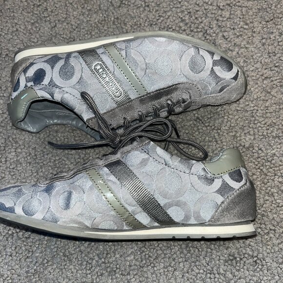 COACH KATHLEEN SIGNATURE LOGO GRAY SNEAKERINAS BALLET FLAT SNEAKERS 6M - Picture 8 of 8